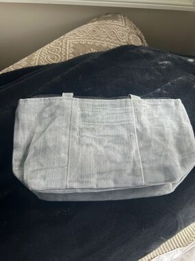 Light Gray Canvas Tote Bag with Top Zipper